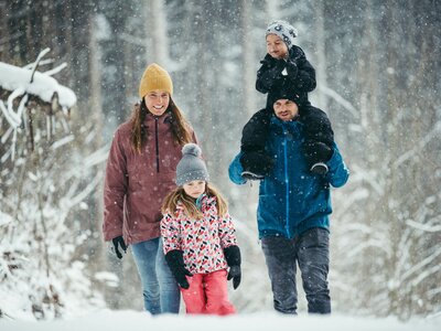 Familie beim Winterwandern